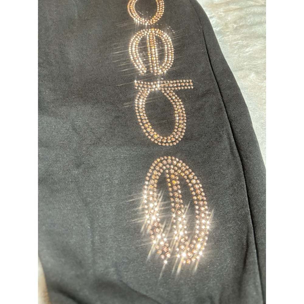 NEW BEBE Jogger Pants 2XL Plush Rhinestone Women's Jogger Sweatpants Black - Picture 10 of 12